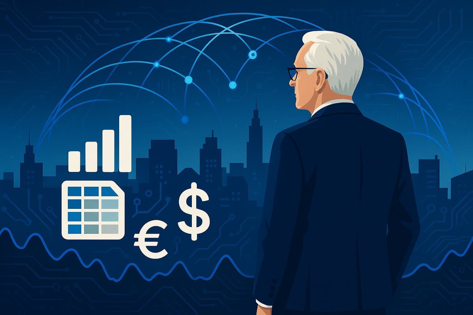 A CFO at the intersection of finance and AI, symbolizing technology-driven transformation.